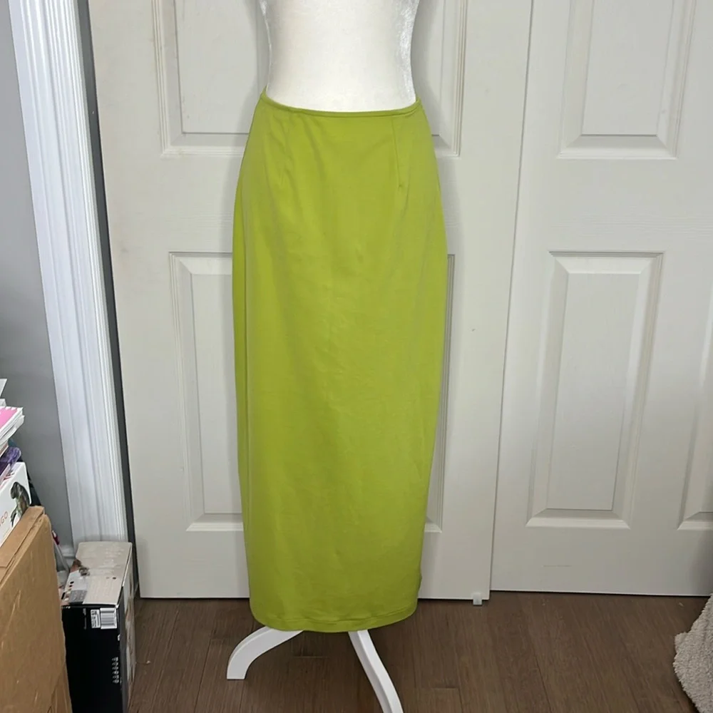 Express Tricot Vintage 90s Moss Green Midi Skirt XS